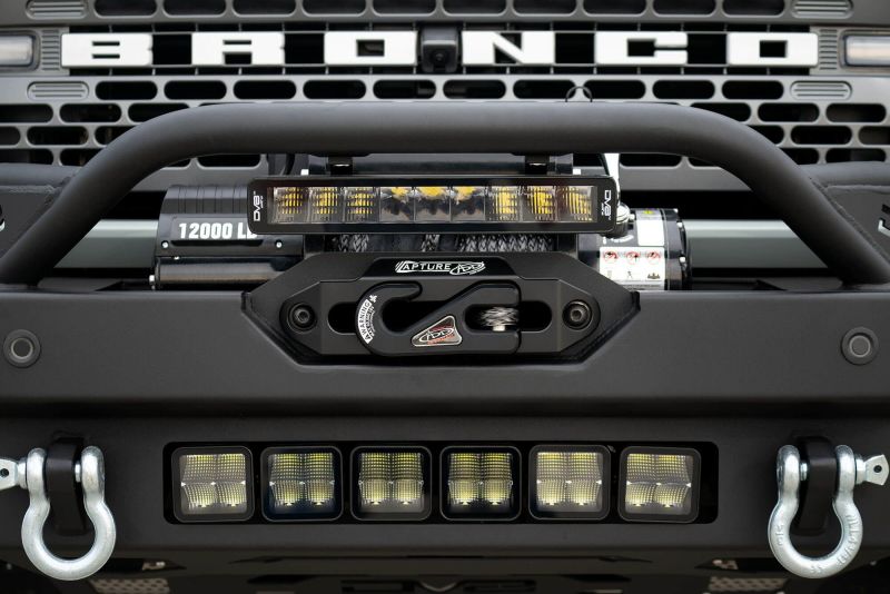 DV8 Offroad 2021+ Ford Bronco Modular Front Bumper with Winch and Auxiliary Light Mounts