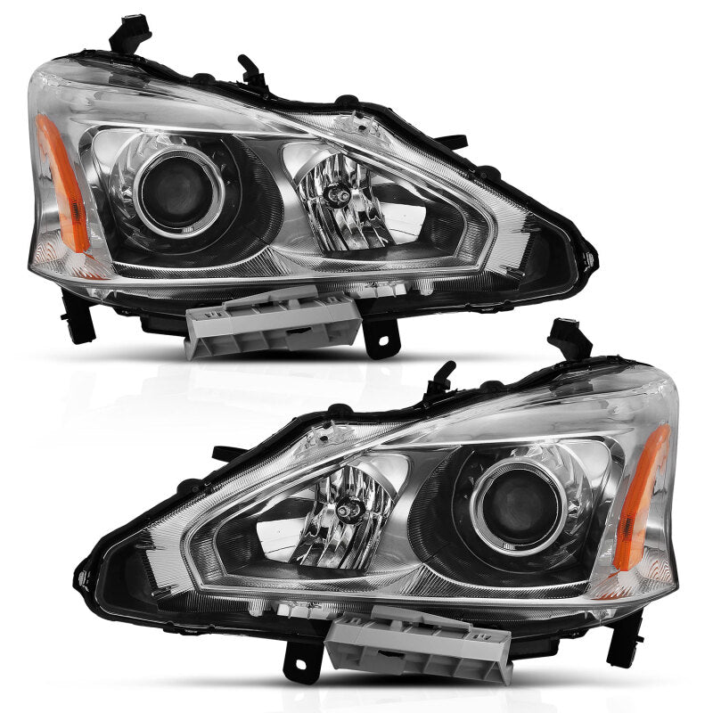 ANZO 2013-2015 Nissan Altima Projector Headlight Chrome Amber-SR1 Performance
