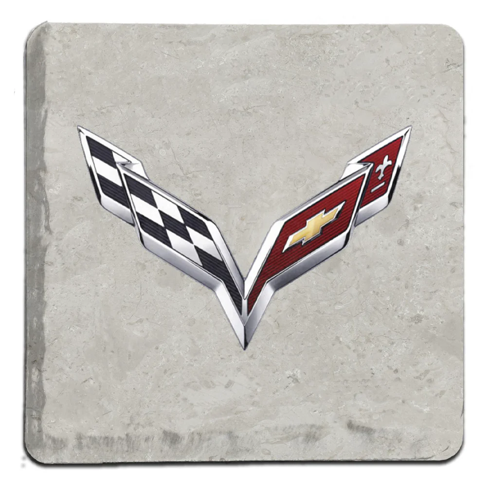 C5, C6, C7, C8 Corvette Logo Stone Tile Coasters (Individual) 4"x 4"-SR1 Performance