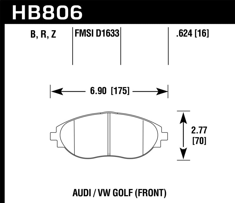 Hawk 16-17 Audi A6 Performance Ceramic Street Front Brake Pads-SR1 Performance