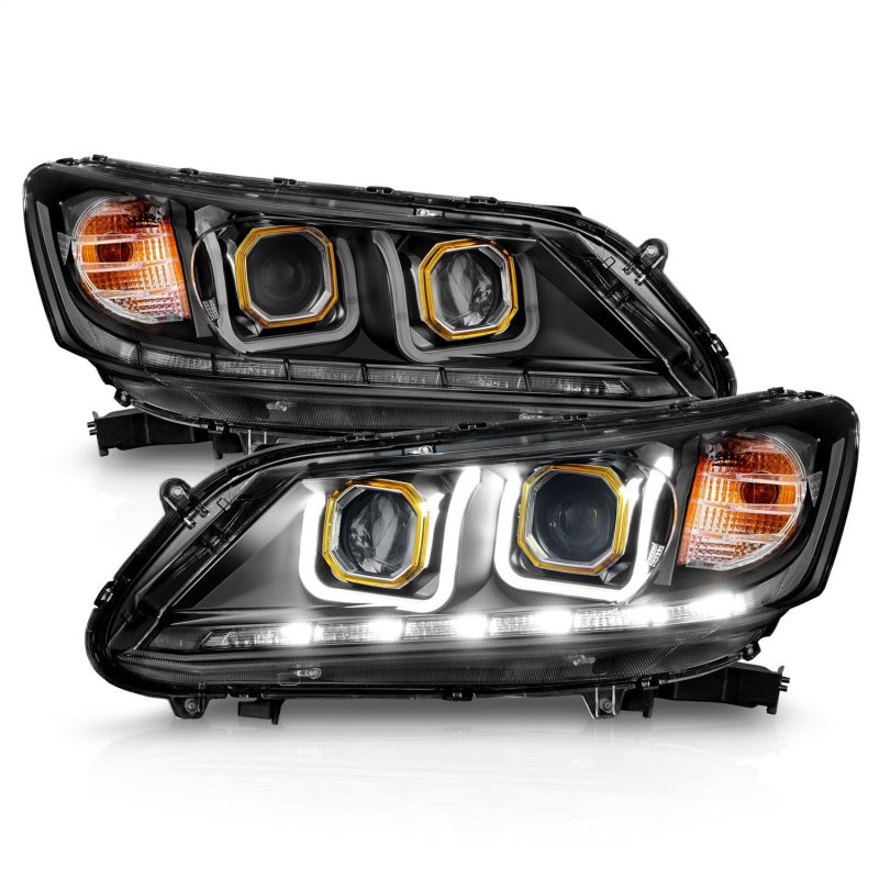 ANZO 2013-2015 Honda Accord Projector Headlights w/ U-Bar Black-SR1 Performance