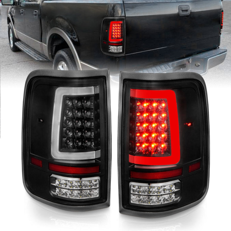 ANZO 2004-2006 Ford F-150 LED Tail Lights w/ Light Bar Black Housing Clear Lens-SR1 Performance