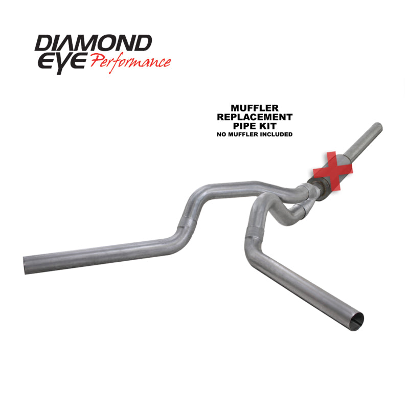 Diamond Eye KIT 4in CB MFLR RPLCMENT PIPE DUAL AL: 2004.5-2007.5 DODGE CUMMINS 600-SR1 Performance