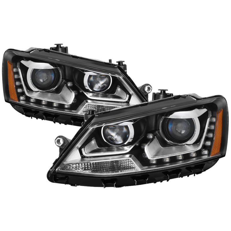 xTune Volkswagen Jetta 11-14 Halogen Model Only DRL Projector Headlights - Black PRO-JH-VJ11-DRL-BK-SR1 Performance