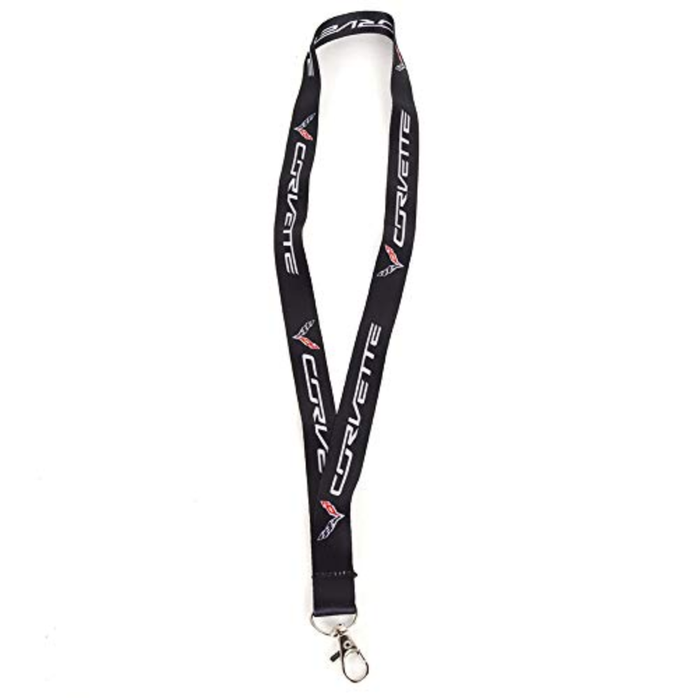 C7 Corvette Lanyard - Black with Corvette Script & Corvette Flags-SR1 Performance