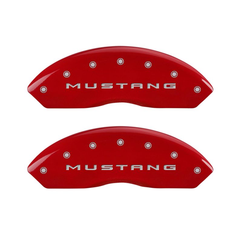 MGP 4 Caliper Covers Engraved Front 2015/Mustang Engraved Rear 2015/Bar & Pony Red finish silver-SR1 Performance
