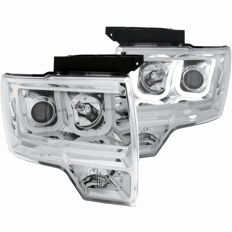ANZO 2009-2014 Ford F-150 Projector Headlights w/ U-Bar Chrome-SR1 Performance