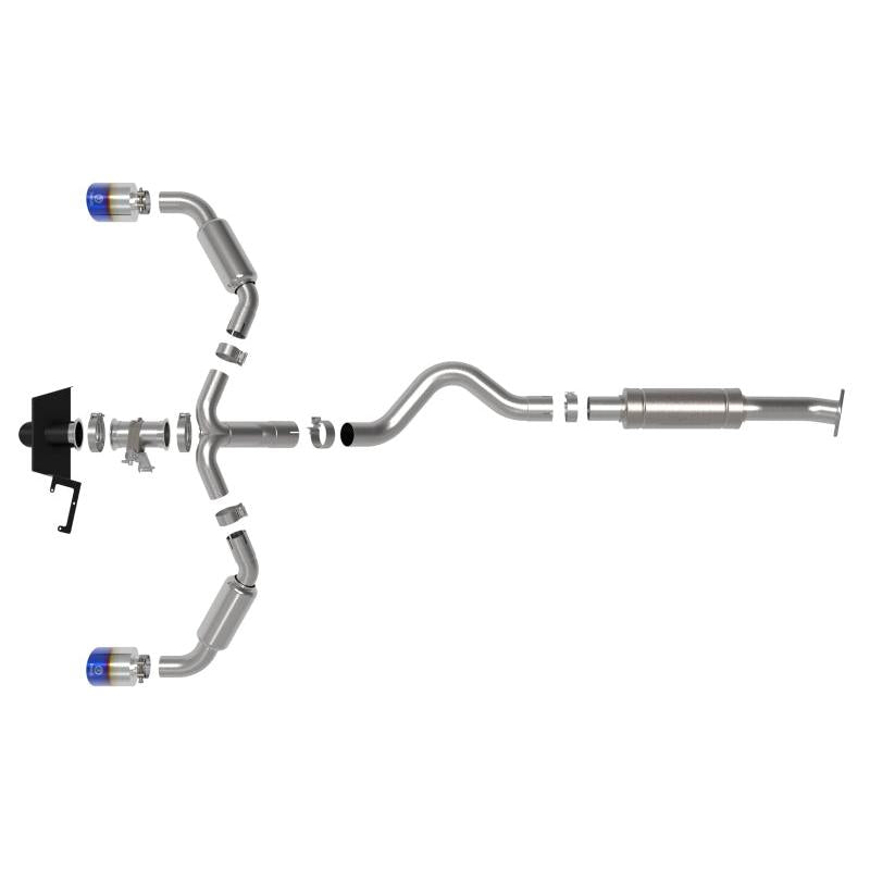 aFe 23-24 Toyota GR Corolla L3 1.6L (t) Gemini XV 3in to 2-1/2in Cat Back Exhaust w/ Blue Flame Tips-SR1 Performance