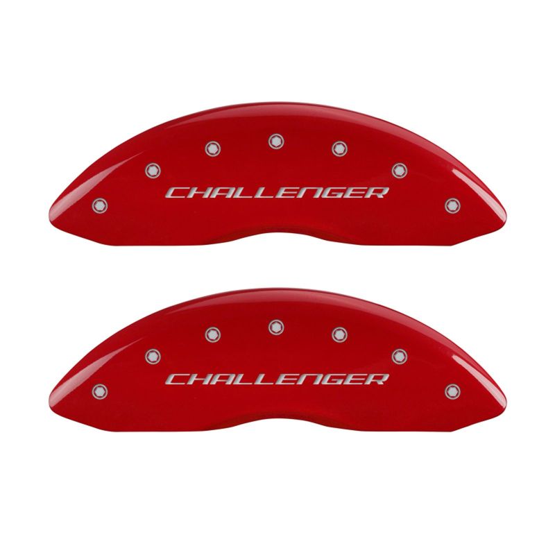 MGP 4 Caliper Covers Engraved Front & Rear Block/Challenger Red finish silver-SR1 Performance