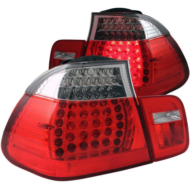ANZO 2002-2005 BMW 3 Series E46 LED Taillights Red/Clear-SR1 Performance