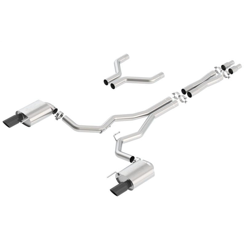 Borla Atak Cat-Back 15-17 Ford Mustang GT 5.0L V8 MT/AT 3in pipe 4in Black Chrome Tips-SR1 Performance