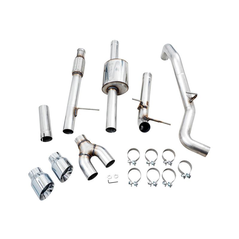 AWE Tuning 4th Gen GM 1500 5.3L 0FG Catback Dual Side Exit (Flat Bumper) - Chrome Tips-SR1 Performance