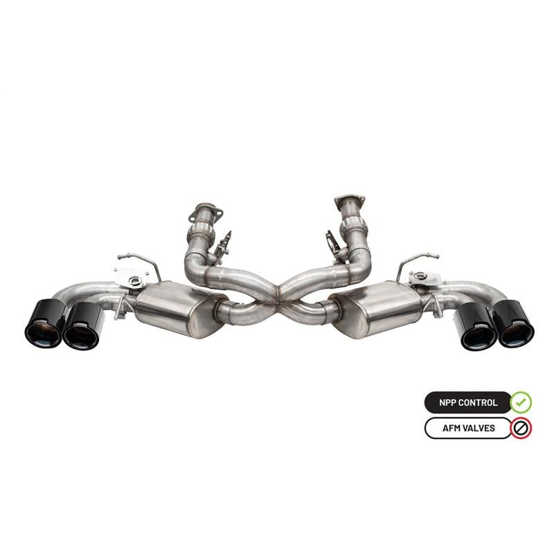 Corsa 2020-2024 Chevrolet Corvette C8 RWD 3in Valved Cat-Back w/4.5in Carbon Fiber Black PVD Tips-SR1 Performance