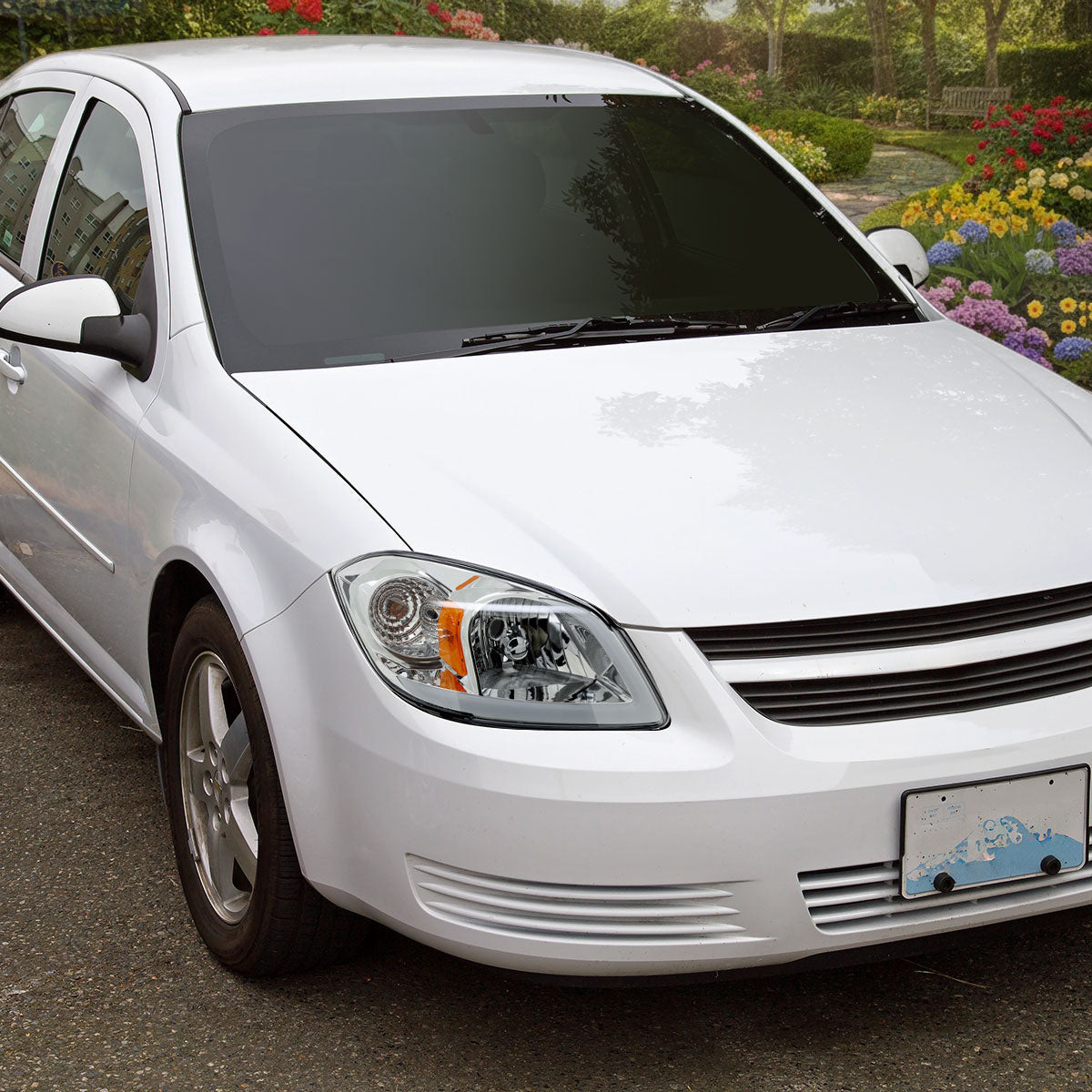 2005–2010 Chevrolet Cobalt Pontiac G5 / Pursuit Factory Style Headlights w/ LED DRL Light Strip (Chrome Housing / Clear Lens)