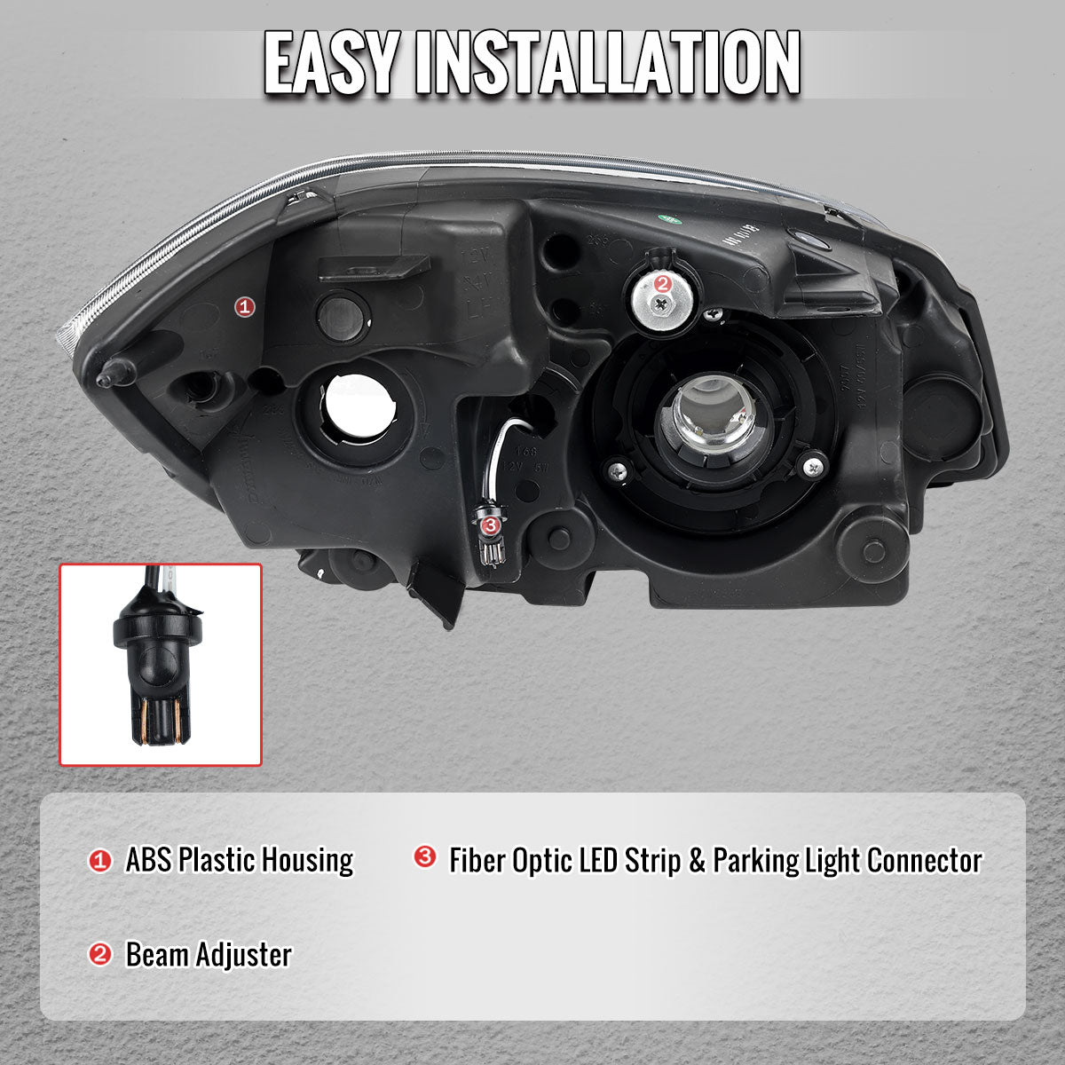 2005–2010 Chevrolet Cobalt Pontiac G5 / Pursuit LED Bar Projector Headlights w/ LED DRL Light Tube (Black Housing / Clear Lens)