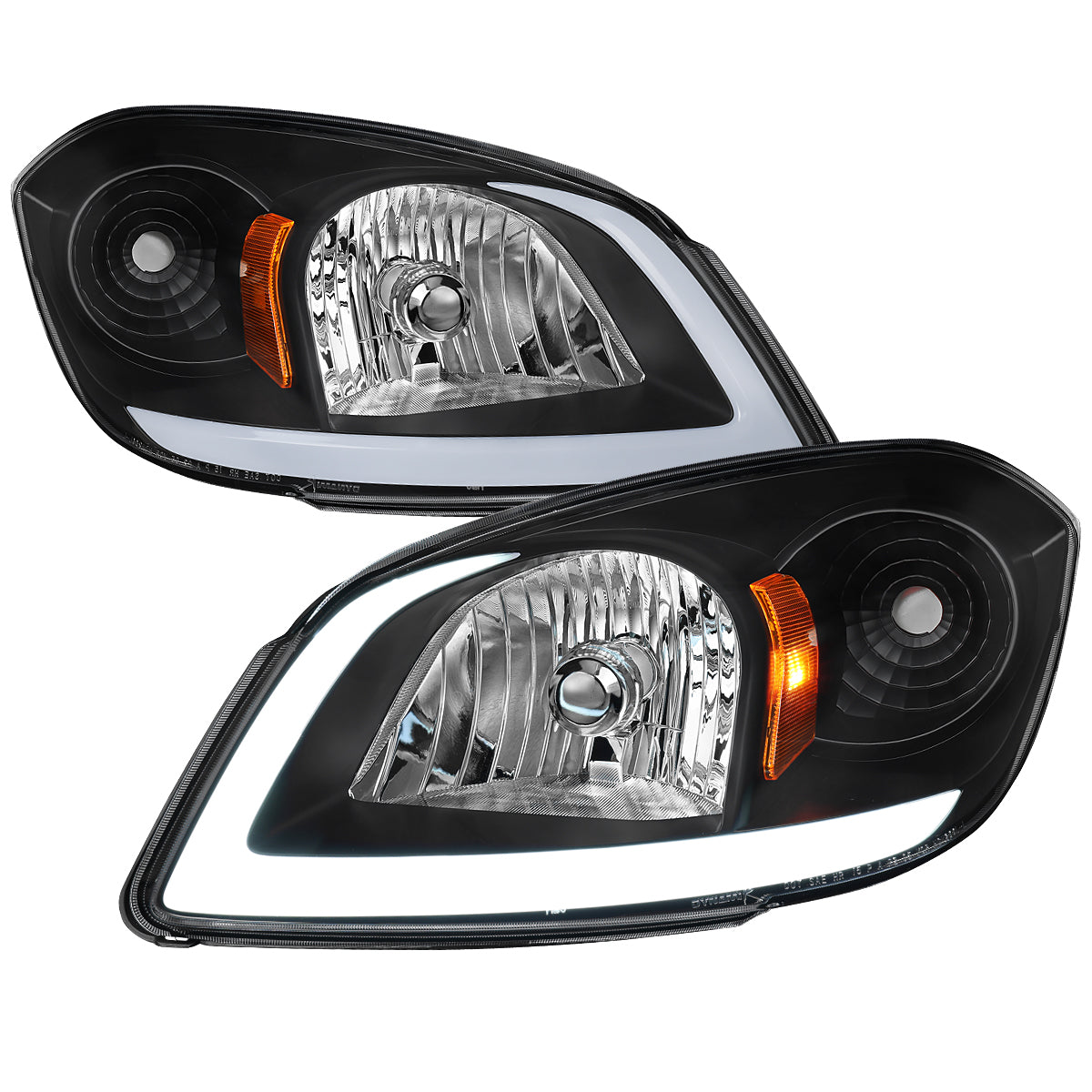 2005–2010 Chevrolet Cobalt Pontiac G5 / Pursuit LED Bar Projector Headlights w/ LED DRL Light Tube (Black Housing / Clear Lens)