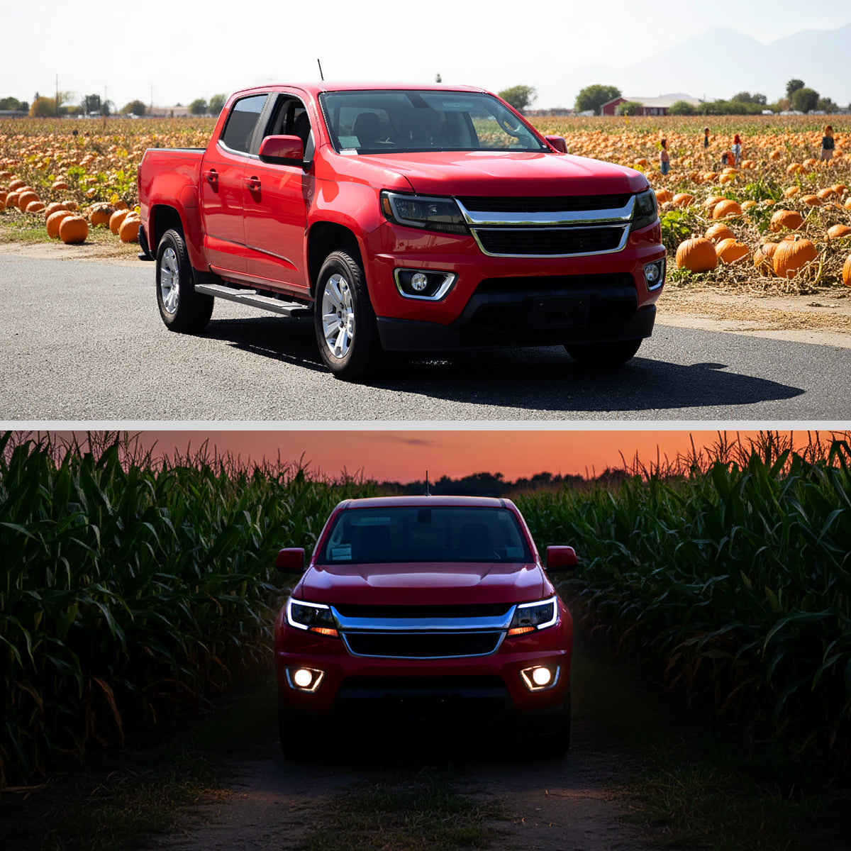 2015-2022 Chevrolet Colorado Factory Style Headlights with Sequential Switchback LED Bar Turn Signal (Matte Black Housing / Smoked Lens)