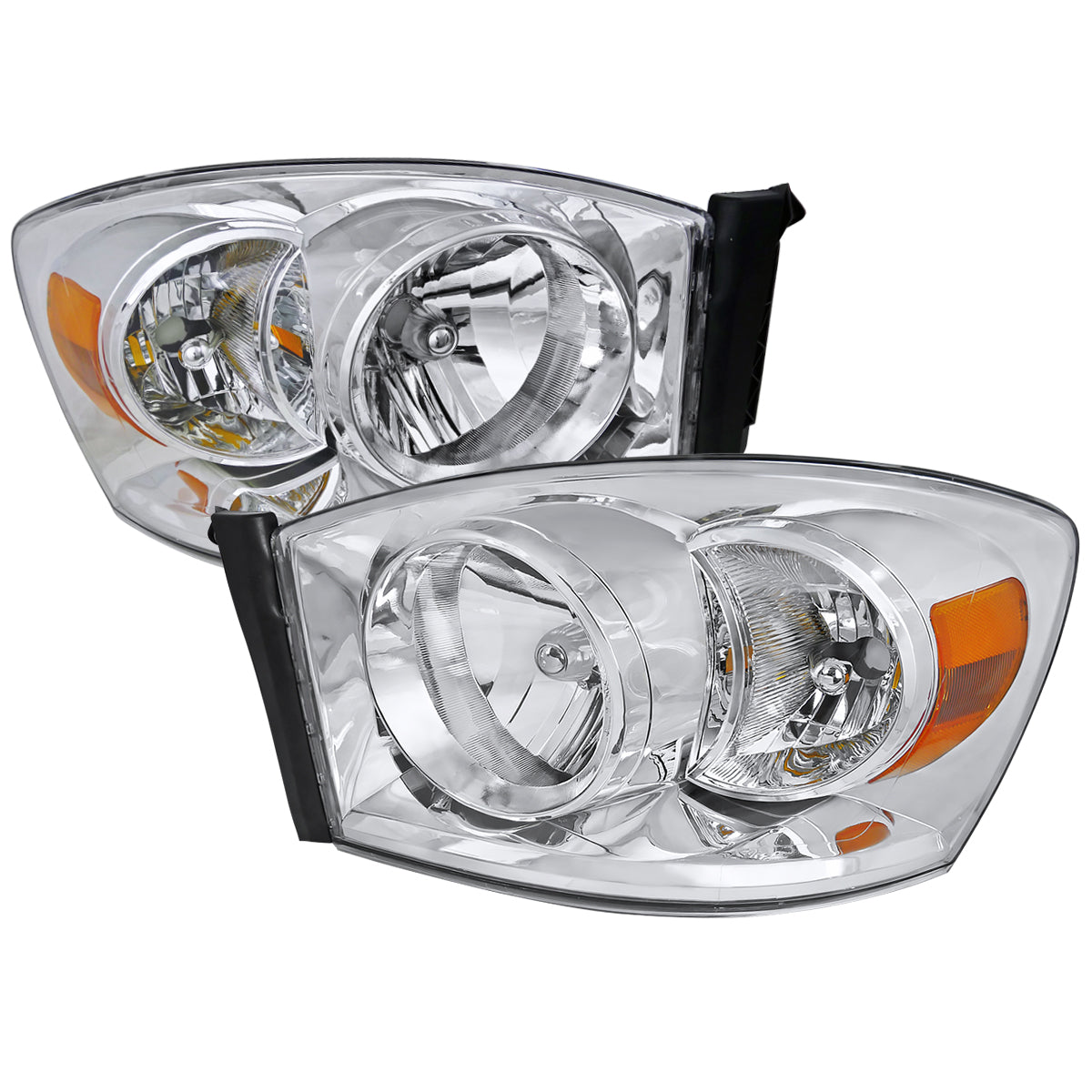 2006-2008 Dodge RAM 1500/ 2006-2009 RAM 2500 3500 Factory Style Crystal Headlights (Chrome Housing/Clear Lens)