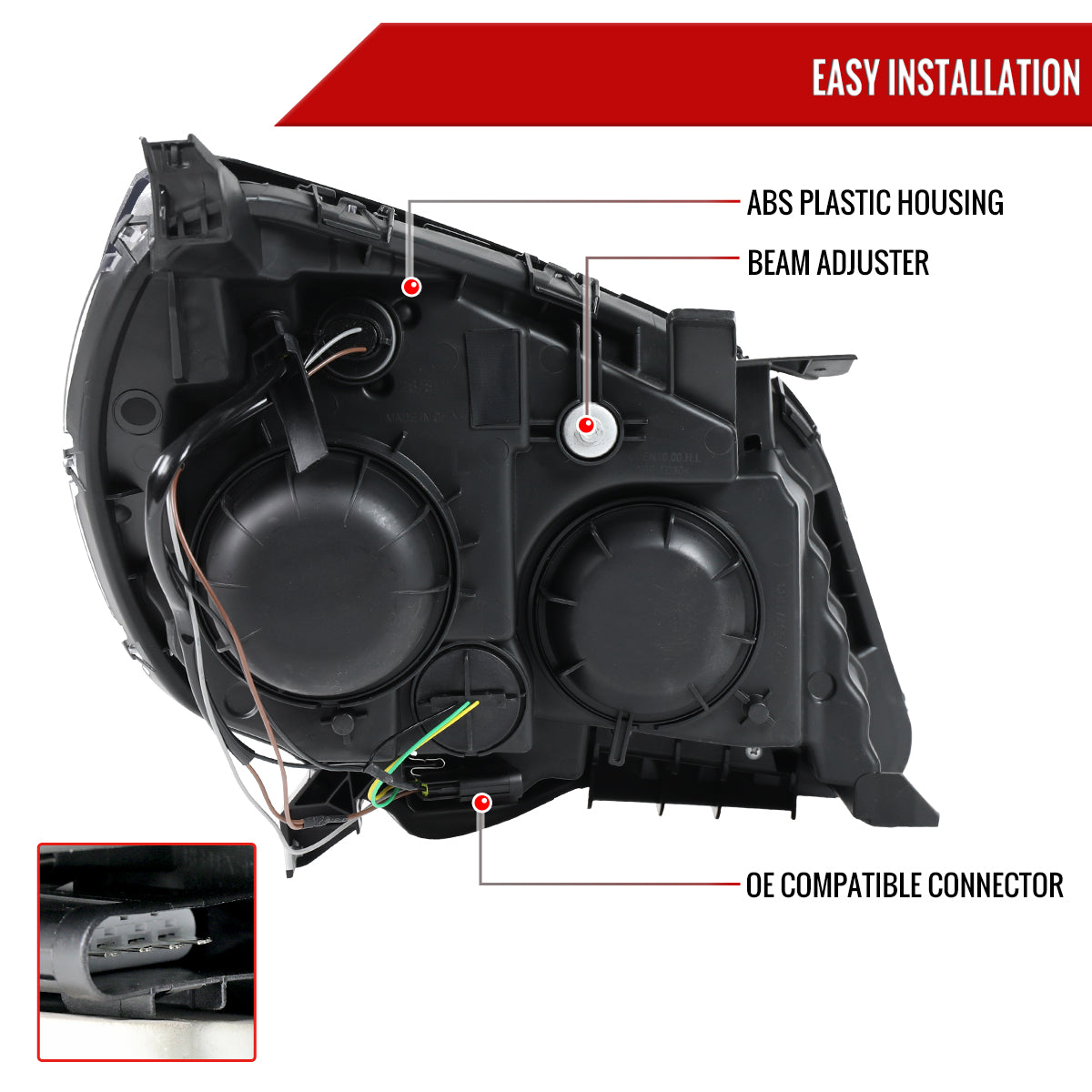 2010–2015 Chevrolet Equinox Factory Style Headlights (Chrome Housing / Clear Lens)