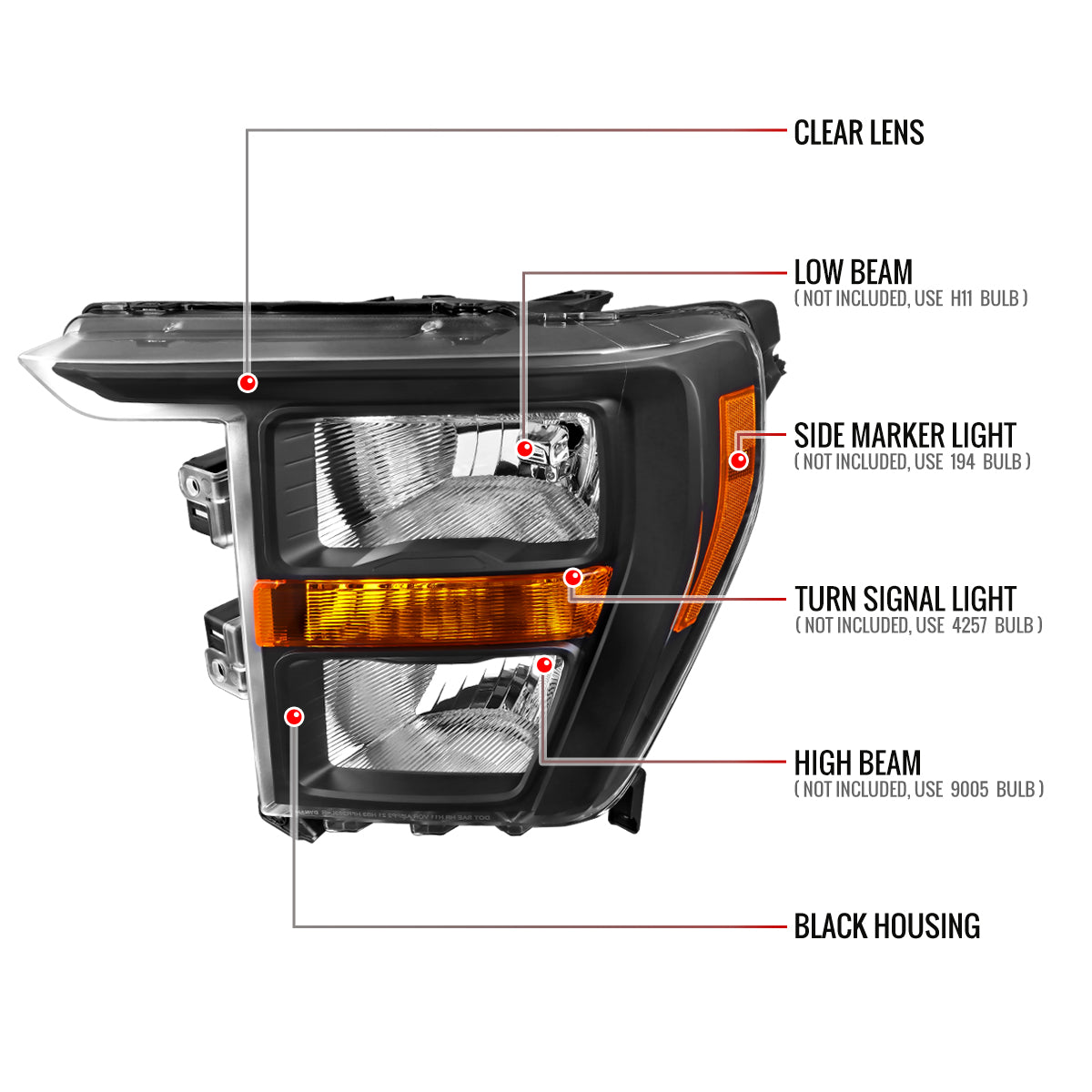 2021-2023 Ford F-150 Factory Style Headlight (Matte Black Housing / Clear Lens ) - Driver Side Only