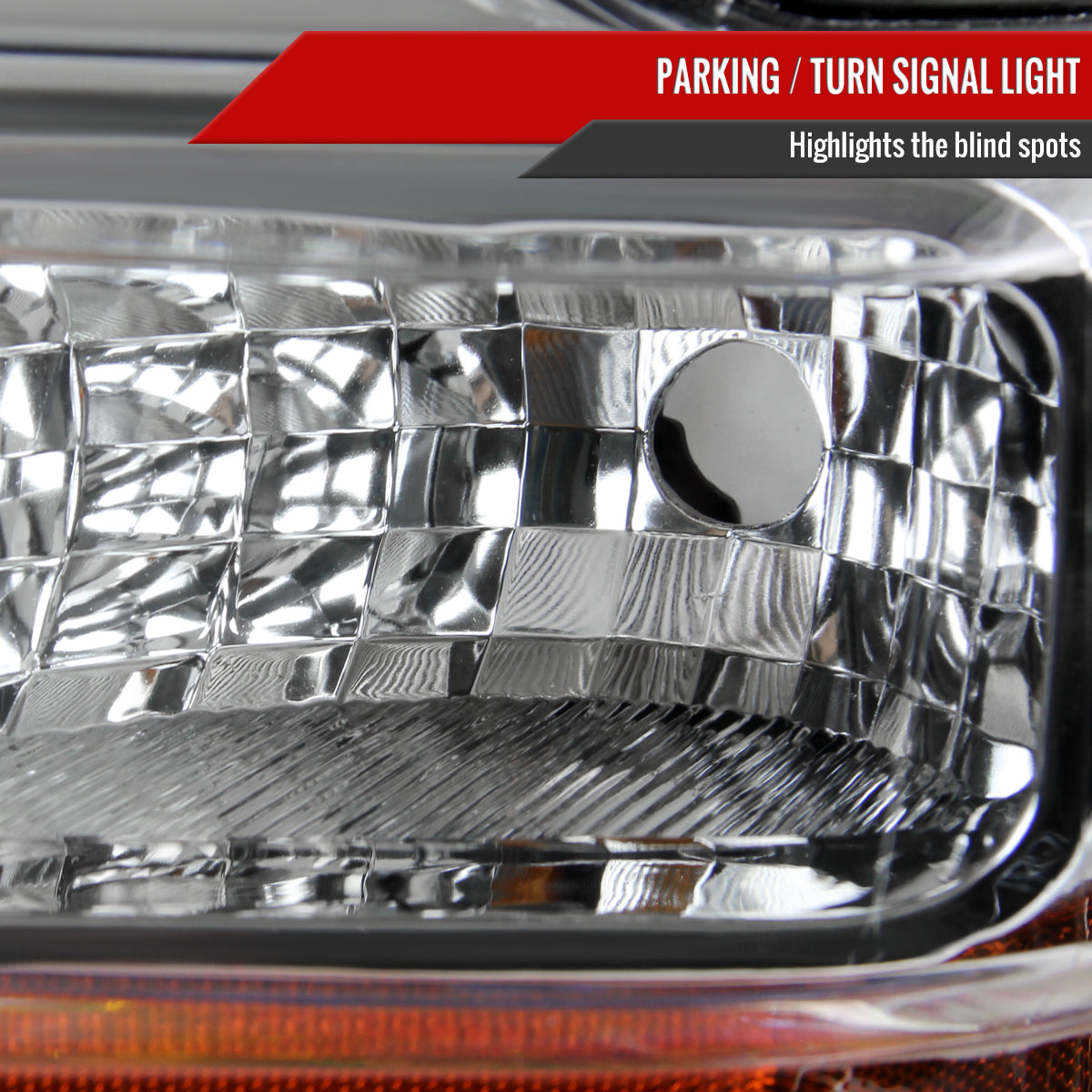 2008-2010 Ford F-250/F-350/F-450 Super Duty Factory Style Headlights w/ Amber Reflectors (Chrome Housing/Clear Lens)
