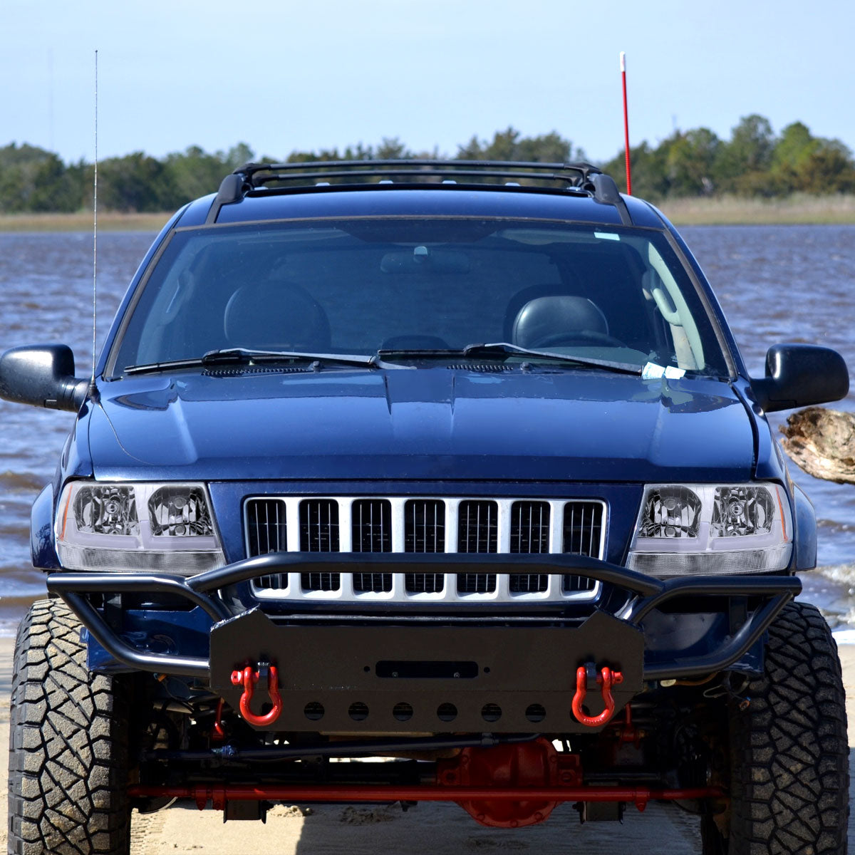1999-2004 Jeep Grand Cherokee Factory Style Dual LED Bar Headlights (Chrome Housing/Clear Lens)
