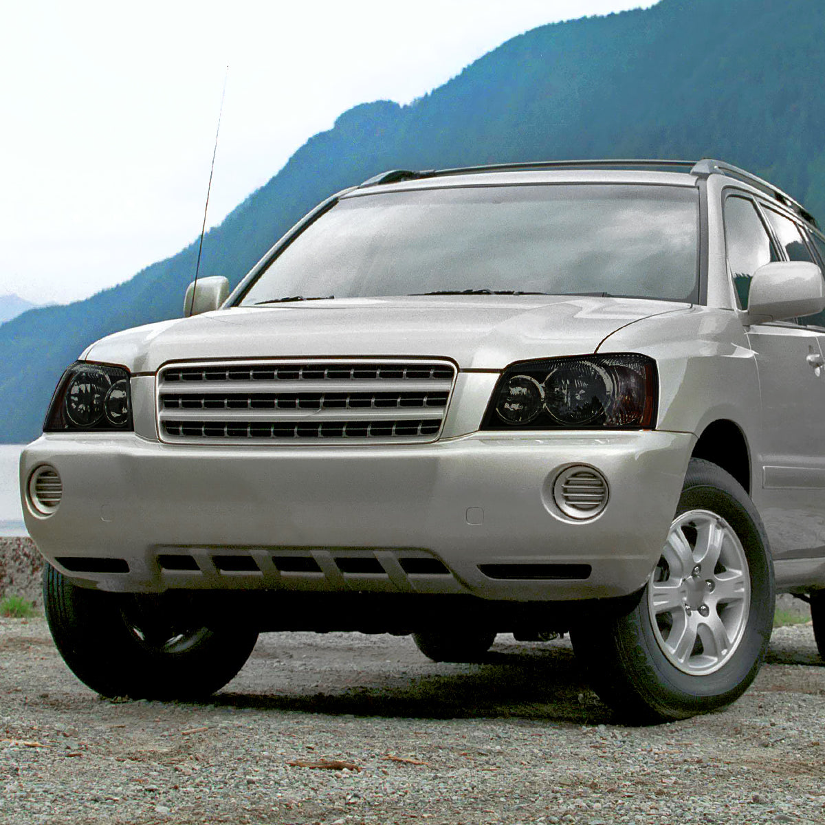 2001-2003 Toyota Highlander Factory Style Headlights (Chrome Housing/Smoked Lens)