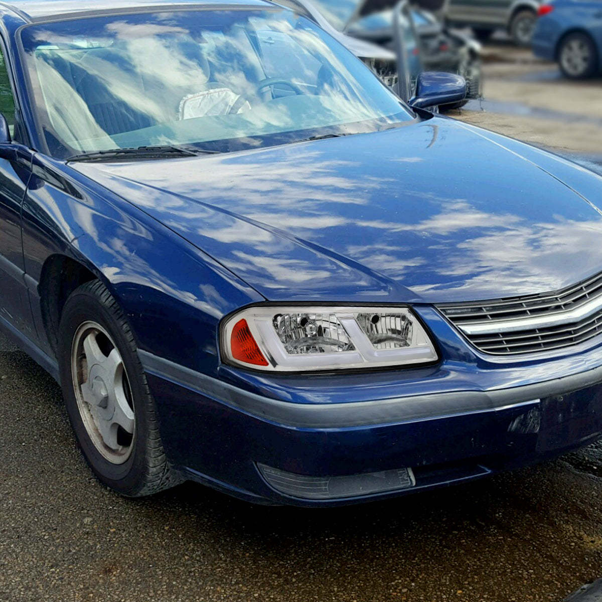 2000-2005 Chevrolet Impala LED Bar Factory Style Headlights (Chrome Housing/Clear Lens)