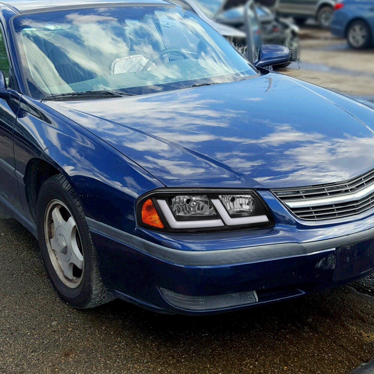 2000-2005 Chevrolet Impala LED Bar Factory Style Headlights (Matte Black Housing/Clear Lens)