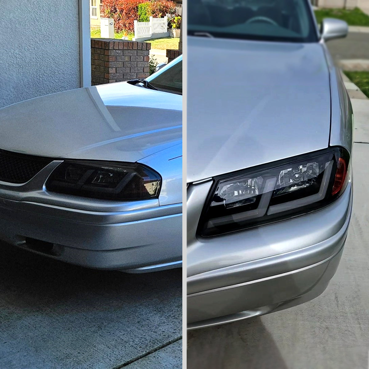 2000-2005 Chevrolet Impala LED Bar Factory Style Headlights (Matte Black Housing/Smoked Lens)