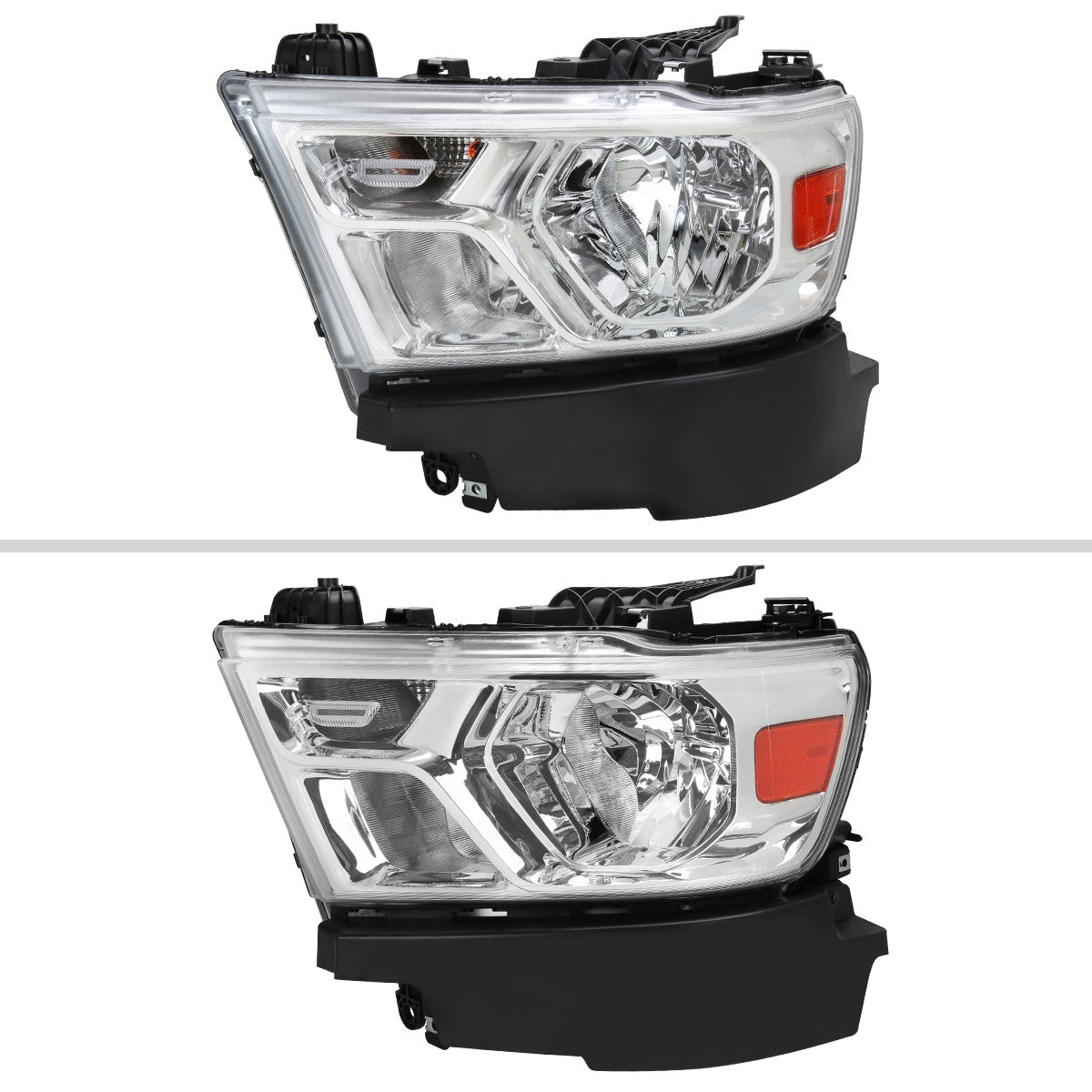 2019-2024 Dodge Ram 1500 Factory Style Crystal Headlight - Driver Side Only (Chrome Housing / Clear Lens)