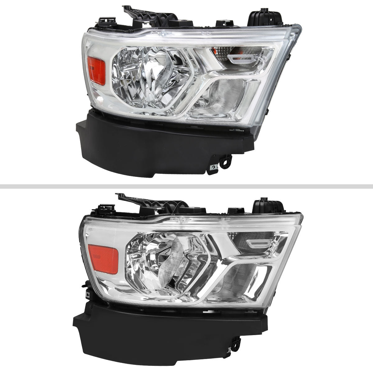 2019-2024 Dodge Ram 1500 Factory Style Crystal Headlight - Passenger Side Only (Chrome Housing / Clear Lens)