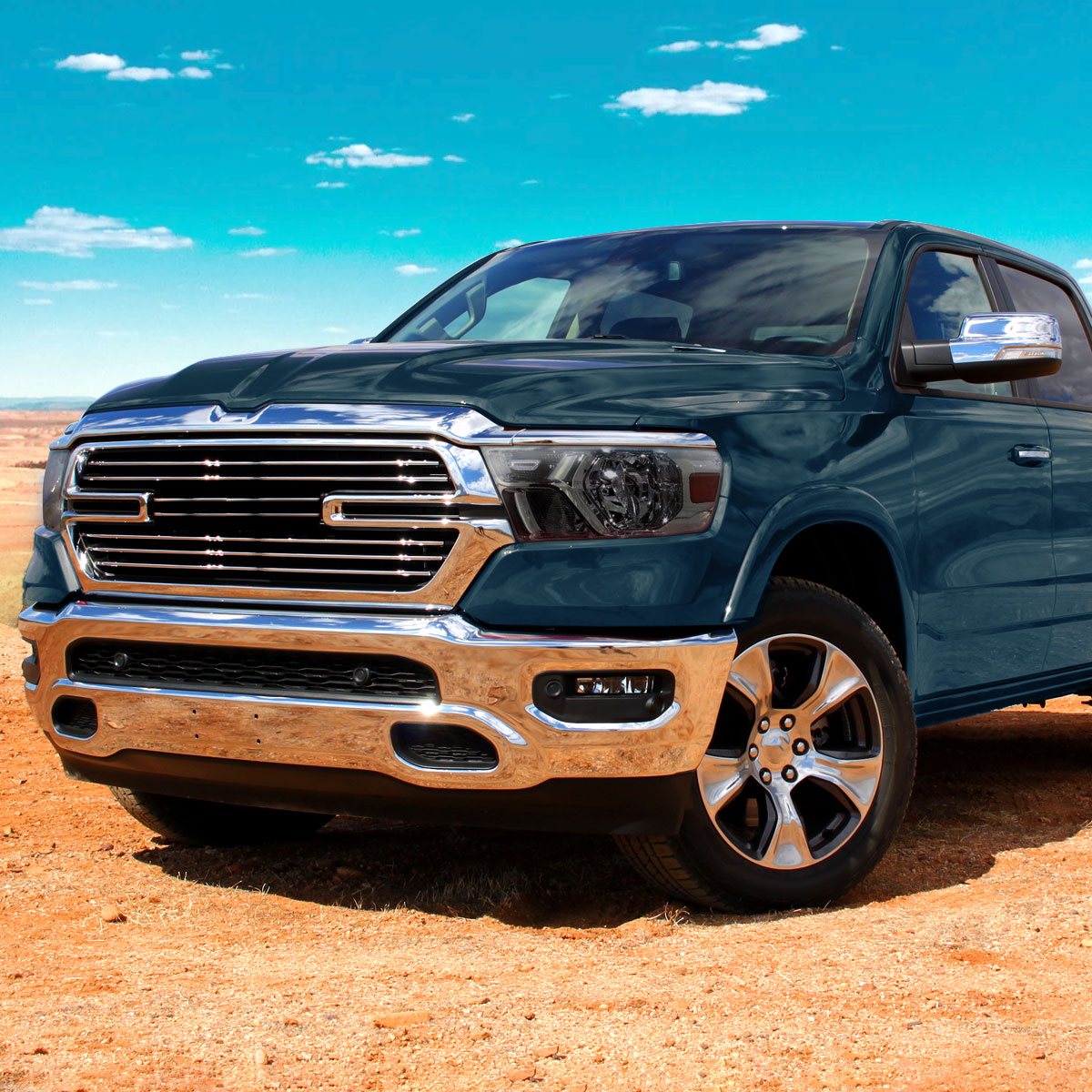 2019-2024 Dodge RAM 1500 Factory Style Headlights with Amber Reflectors (Chrome Housing/Smoked Lens)