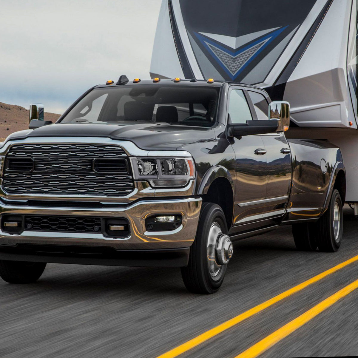 2019-2024 Dodge RAM 2500/3500/4500/5500 LED Bar Factory Style Headlights (Chrome Housing/Clear Lens)