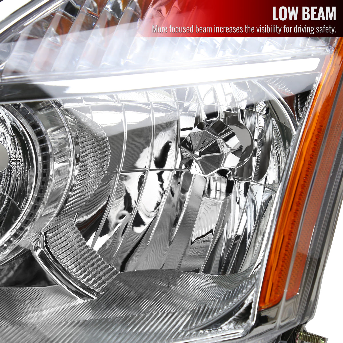 2008-2013 Nissan Rogue/ 2014-2015 Rogue Select Clear Lens Headlight w/ Amber Reflector - Driver Side Only