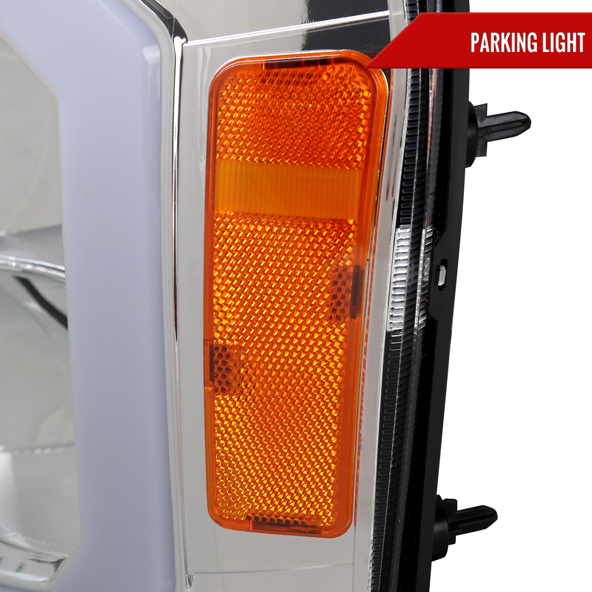 2007-2013 GMC Sierra 1500/ 2007-2014 1500HD 2500HD 3500HD LED Bar Factory Style Headlights (Chrome Housing/Clear Lens)