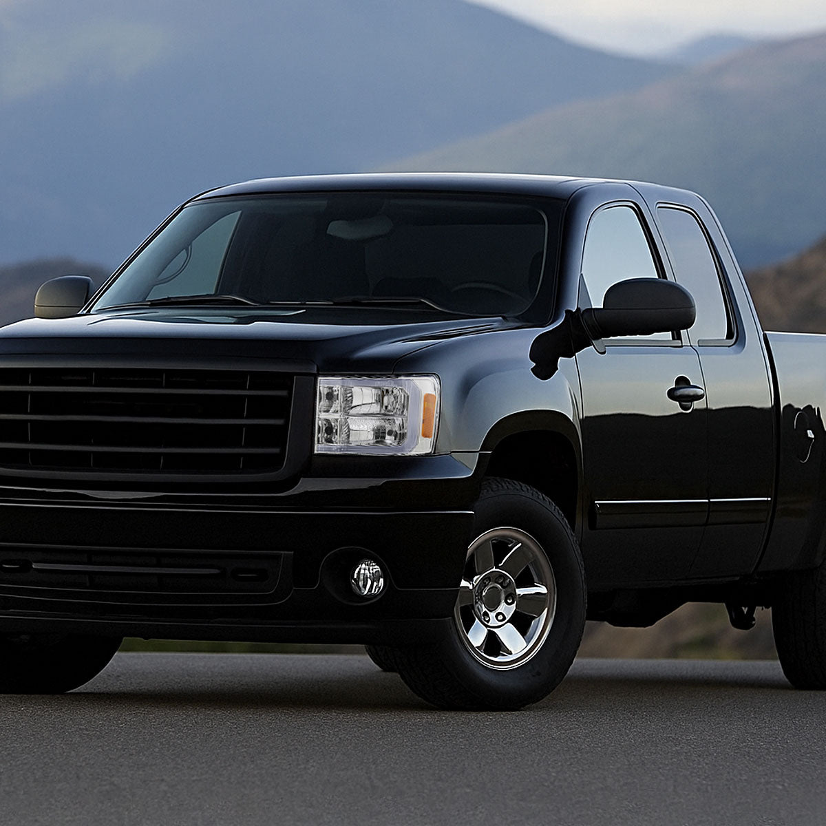 2007-2013 GMC Sierra 1500/ 2007-2014 1500HD 2500HD 3500HD LED Bar Factory Style Headlights (Chrome Housing/Clear Lens)