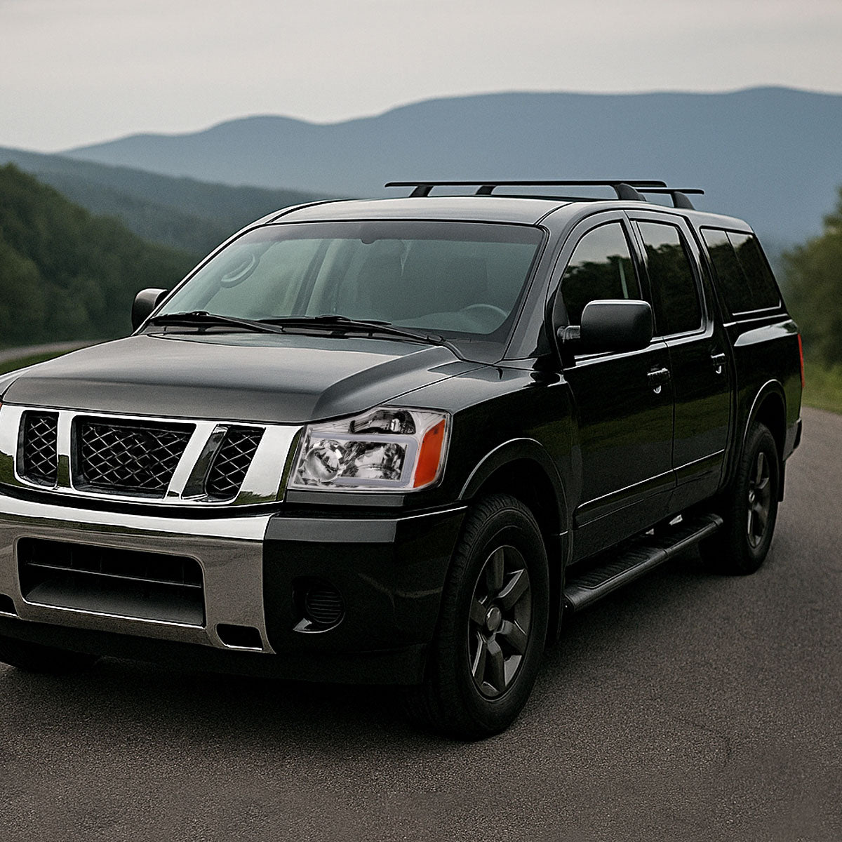 2004-2015 Nissan Titan / 2004-2007 Armada LED Bar Factory Headlights (Chrome Housing/Clear Lens)