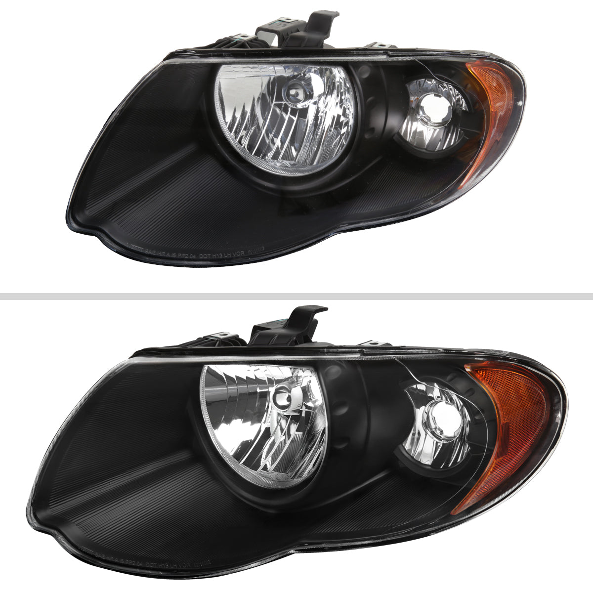 2005-2007 Chrysler Town & Country Factory Style Replacement Headlights (Matte Black Housing/Clear Lens)