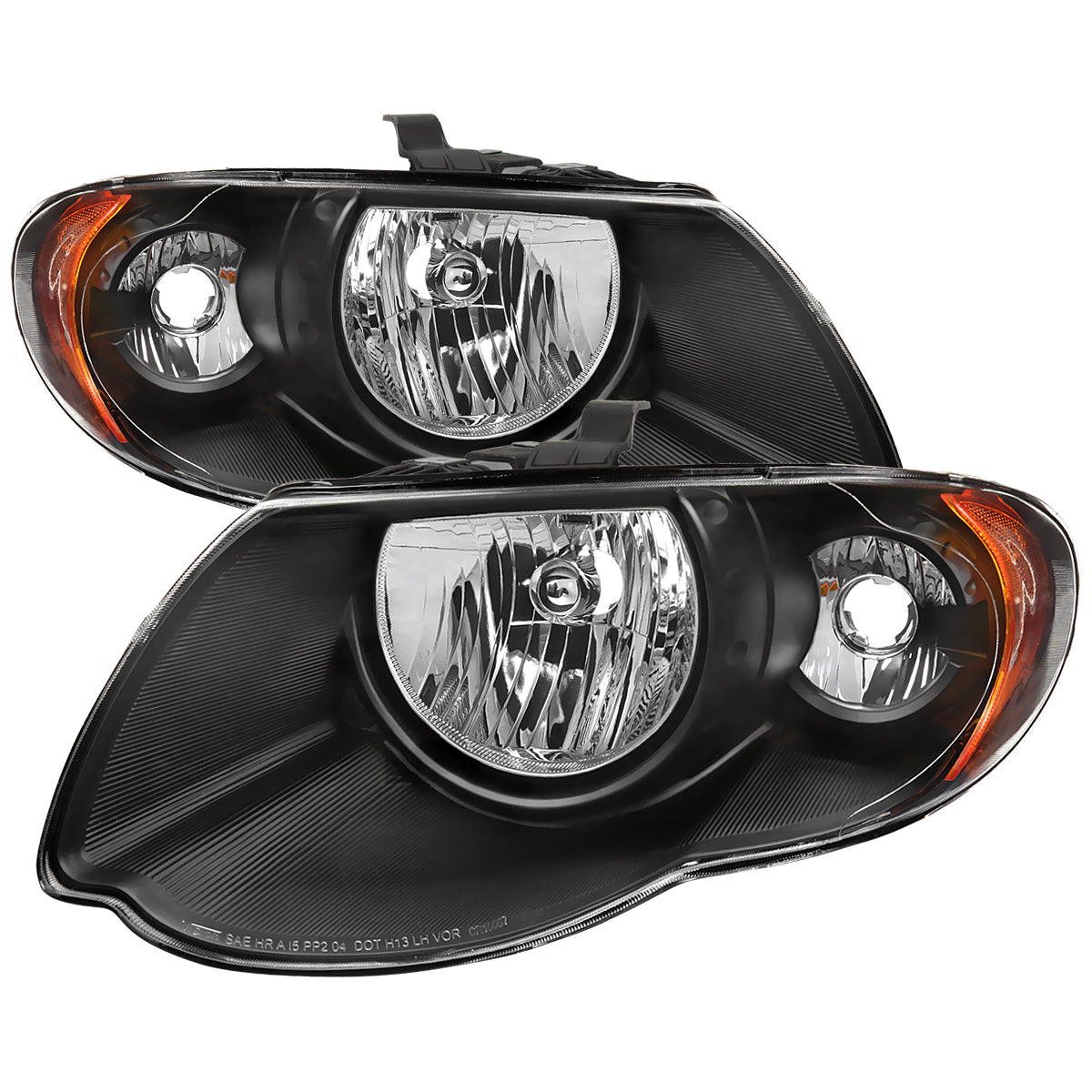 2005-2007 Chrysler Town & Country Factory Style Replacement Headlights (Matte Black Housing/Clear Lens)