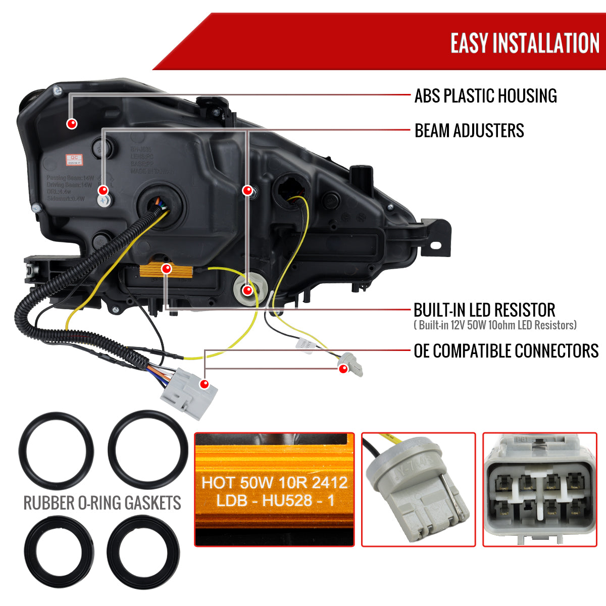 2014-2016 Lexus IS250 IS350 Full LED Project healight (Jet Black Housing / Clear lens)