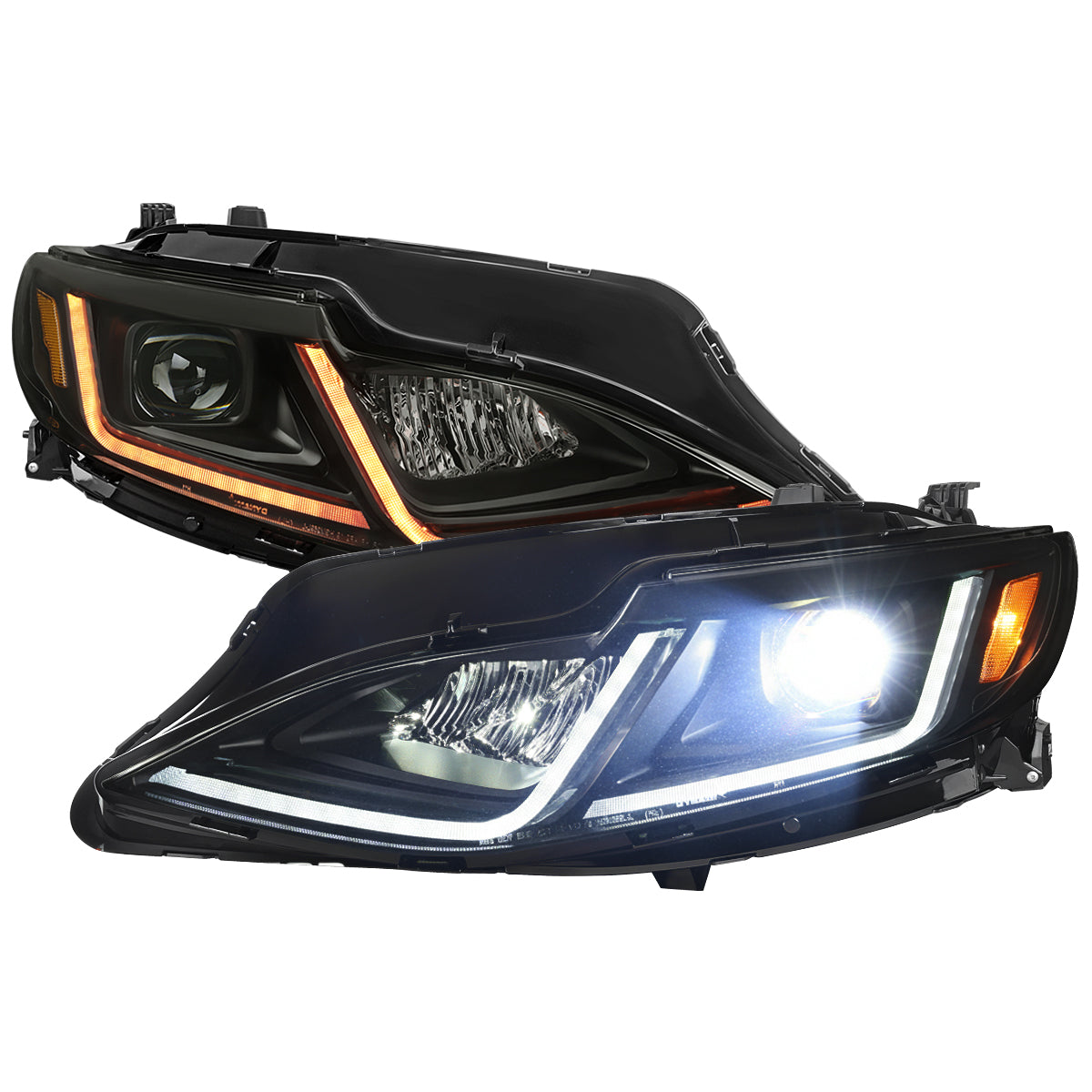 2019-2024 Chevrolet Malibu Full LED Projector Headlights Switchback Sequential Turn Signal (Matte Black Housing/Smoked Lens)