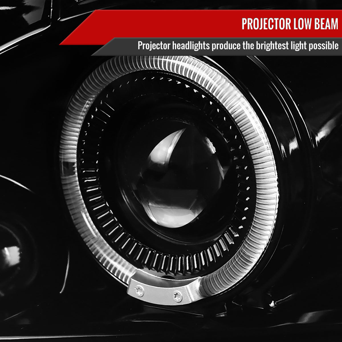 2007-2013 Chevrolet Avalanche/ 2007-2014 Tahoe Suburban Dual Halo Projector Headlights (Jet Black Housing/Clear Lens)