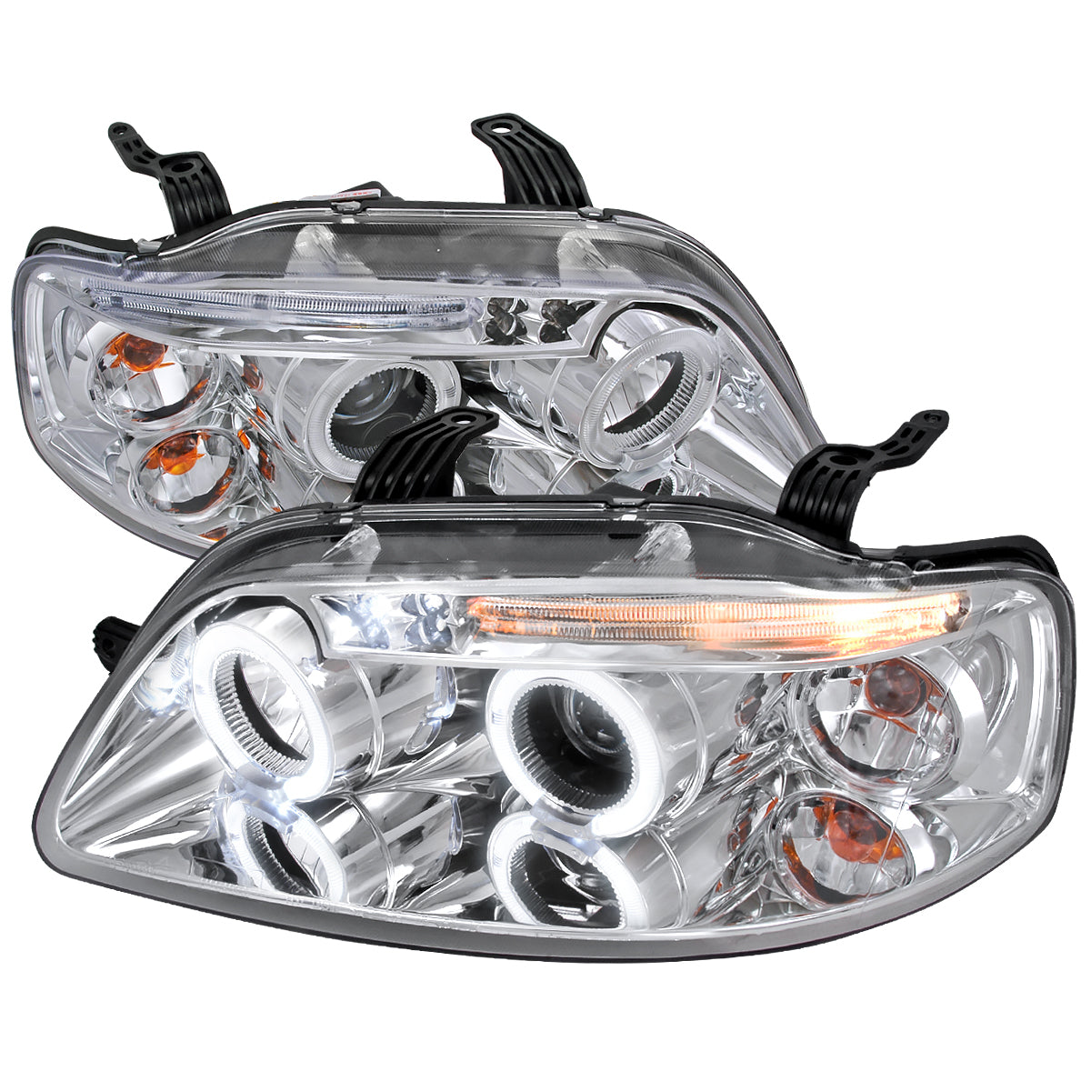 2004-2008 Chevrolet Aveo Dual Halo Projector Headlights (Chrome Housing/Clear Lens)