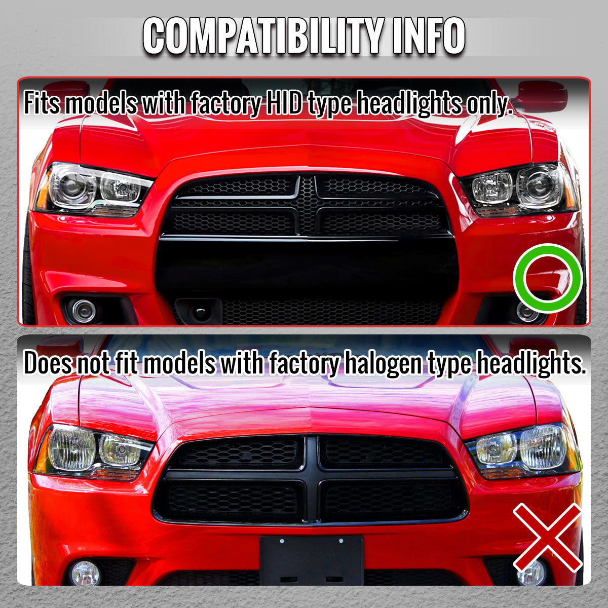 2011-2014 Dodge Charger HID Projector Headlights w/ LED DRL Light Strip Sequential Turn Signal and Side Marker (Chrome Housing / Clear Lens)