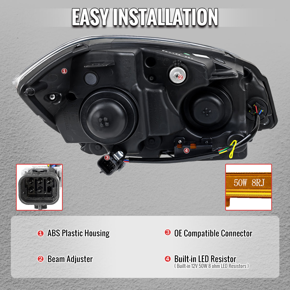 2005–2010 Chevrolet Cobalt Pontiac G5/Pursuit LED Bar Projector Headlights w/ LED DRL Light Tube (Matte Black Housing / Clear Lens)