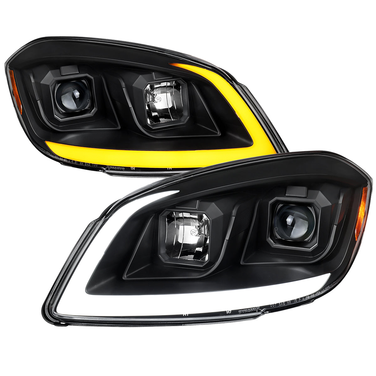 2005–2010 Chevrolet Cobalt Pontiac G5/Pursuit LED Bar Projector Headlights w/ LED DRL Light Tube (Matte Black Housing / Clear Lens)