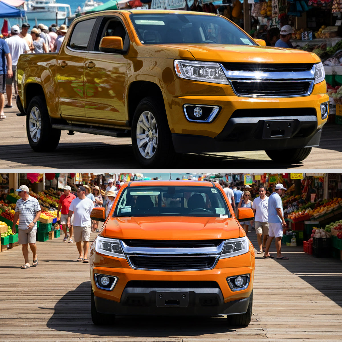 2015-2022 Chevrolet Colorado Projector Headlights w/ LED DRL Light Strip Sequential Turn Signal and Side Marker (Chrome Housing / Clear Lens)
