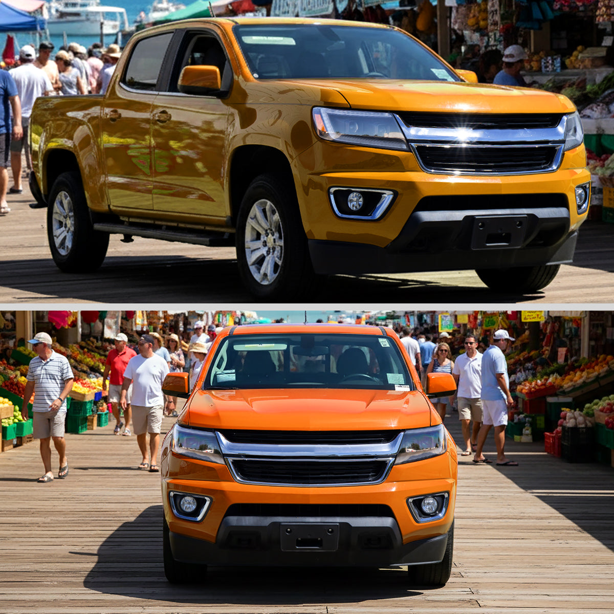 2015-2022 Chevrolet Colorado Projector Headlights w/ LED DRL Light Strip Sequential Turn Signal and Side Marker (Black Housing / Clear Lens)