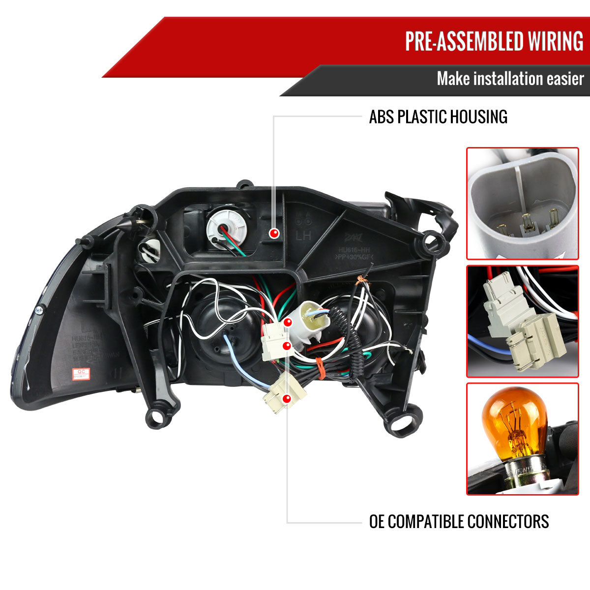 1997-2004 Dodge Dakota/ 1998-2003 Durango Dual Halo Projector Headlights (Glossy Black Housing/Smoked Lens)